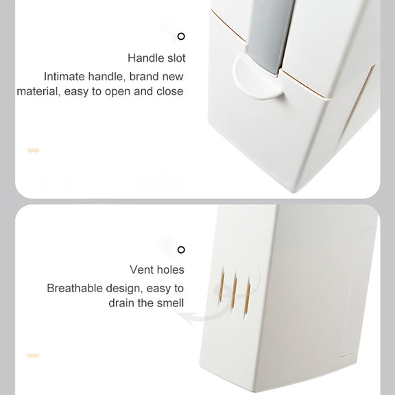 Bathroom Toilet Toilet Brush Integrated Pressing Open Lid Square Trash Can Set with Brush(Gray)