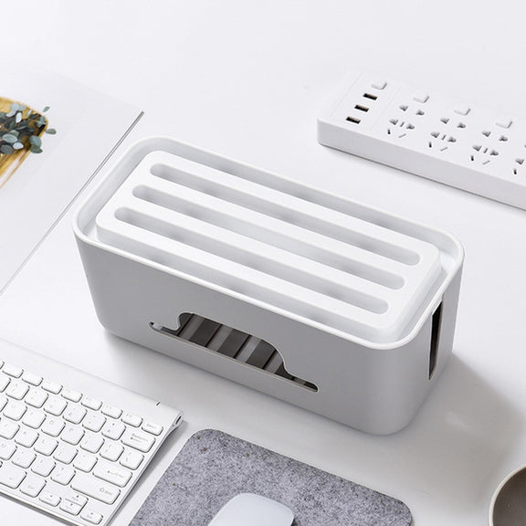 Multifunctional Desktop Power Cord Row and Cable Management Box(White)