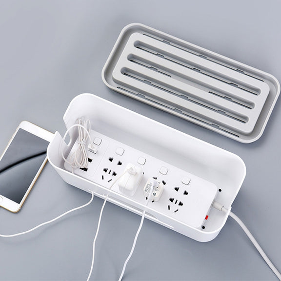 Multifunctional Desktop Power Cord Row and Cable Management Box(White)