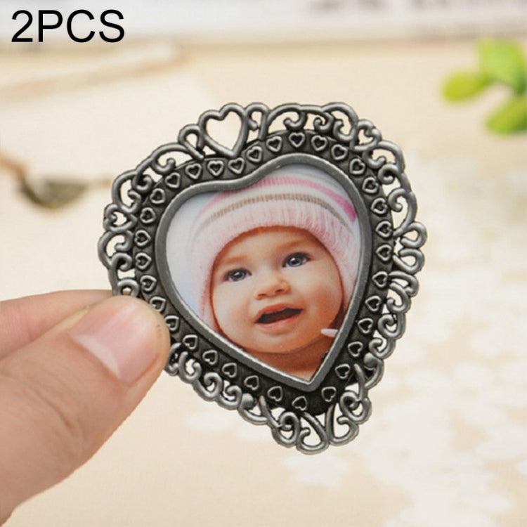 2 PCS Creative Metal Vintage Photo Frame(Lace Heart)
