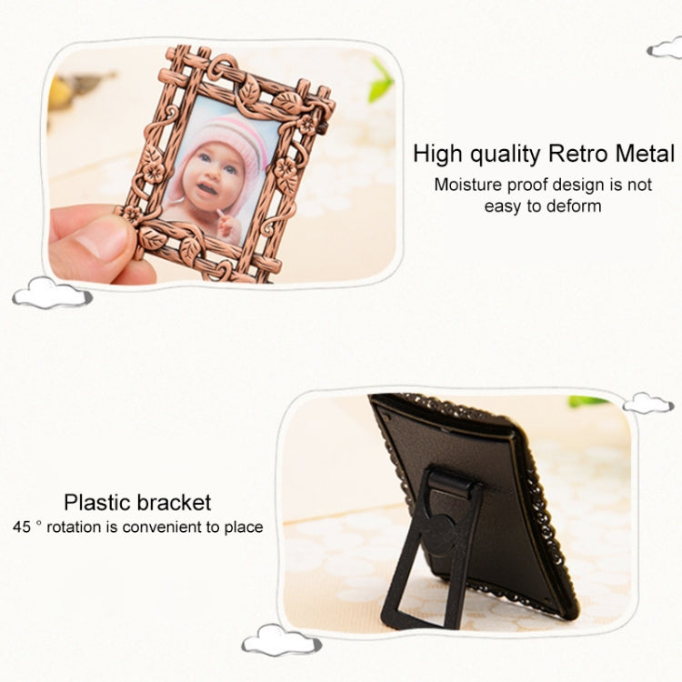 2 PCS Creative Metal Vintage Photo Frame(Lace Heart)