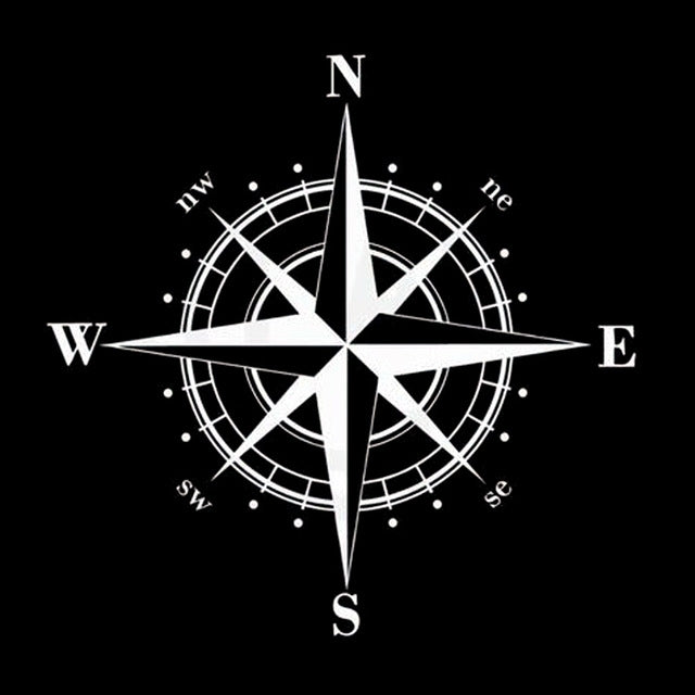 10 PCS  Art Design Vinyl NSWE Compass Car Stickers Decals, Black + White