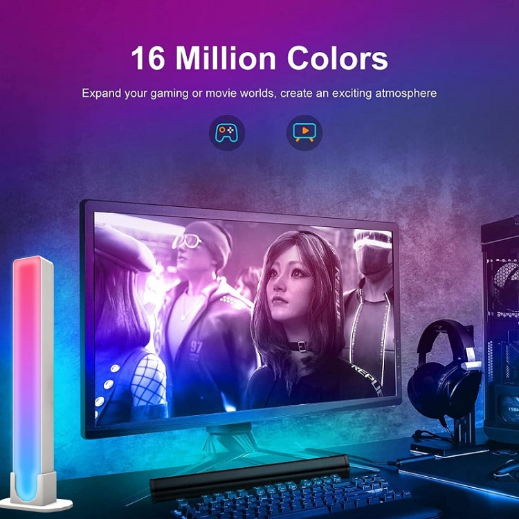 2pcs/box RGB Desktop Background Music Rhythm Pickup Ambient Light, Version: Bluetooth(EU Plug)