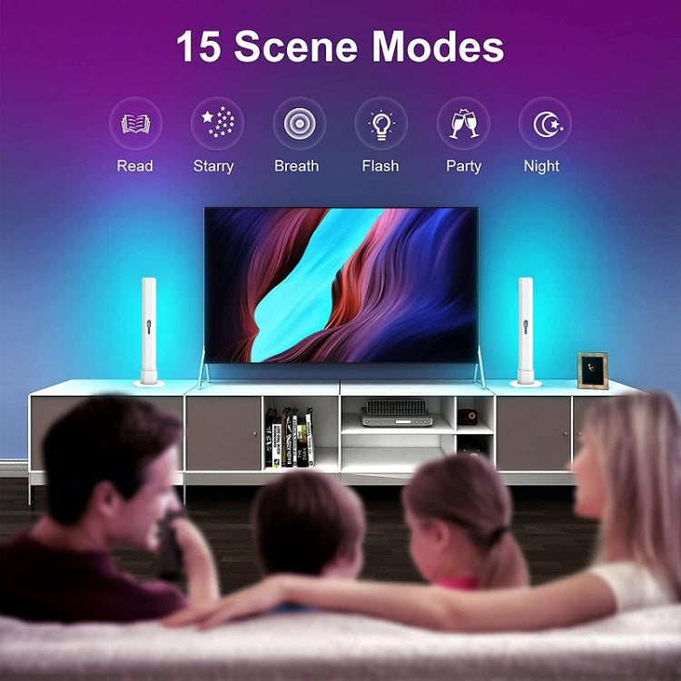 2pcs/box RGB Desktop Background Music Rhythm Pickup Ambient Light, Version: Bluetooth(EU Plug)