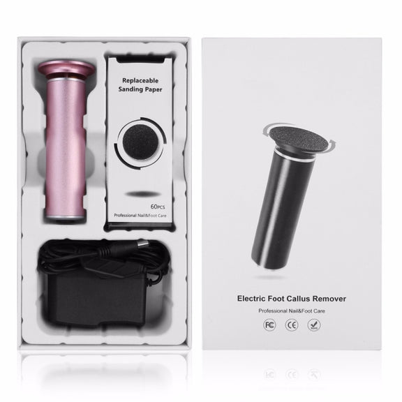 Electric Foot File Speed Adjustable Sandpaper Discs Callus Remover Pedicure Fast Remove Feet Hard Cracked Dry Dead Skin Tool, Plug Type:EU plug(Pink)