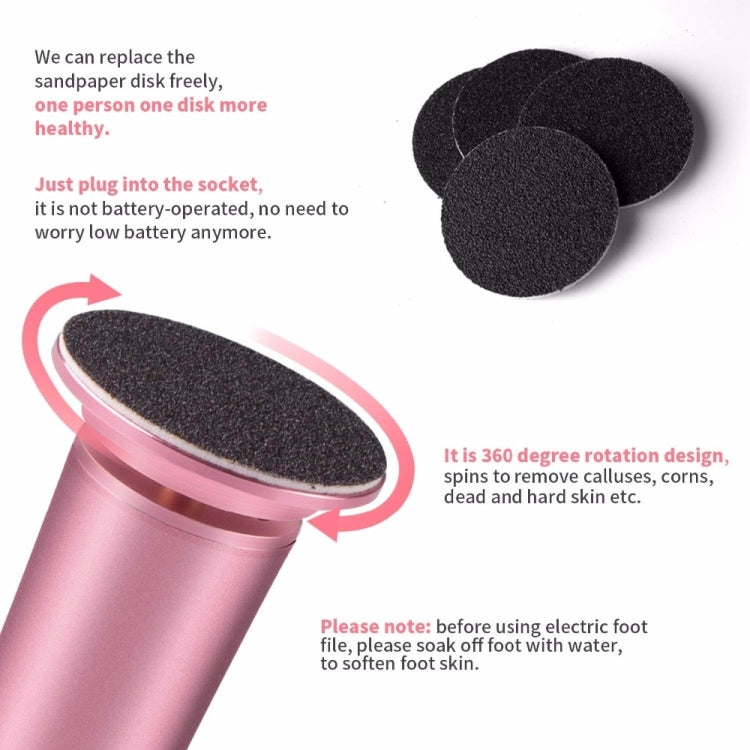 Electric Foot File Speed Adjustable Sandpaper Discs Callus Remover Pedicure Fast Remove Feet Hard Cracked Dry Dead Skin Tool, Plug Type:EU plug(Black)