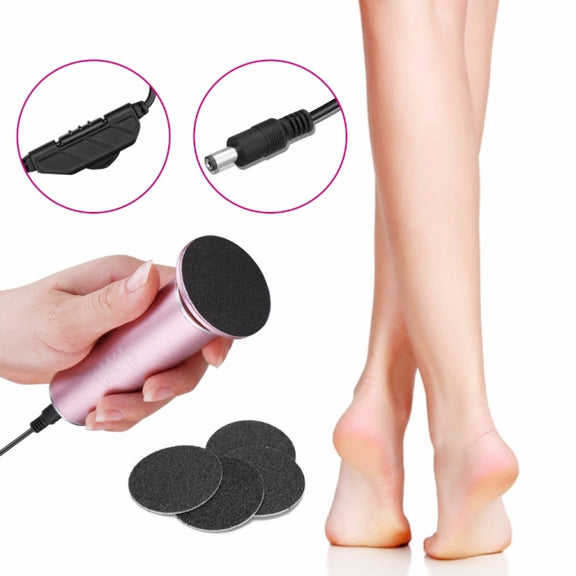 Electric Foot File Speed Adjustable Sandpaper Discs Callus Remover Pedicure Fast Remove Feet Hard Cracked Dry Dead Skin Tool, Plug Type:EU plug(Black)