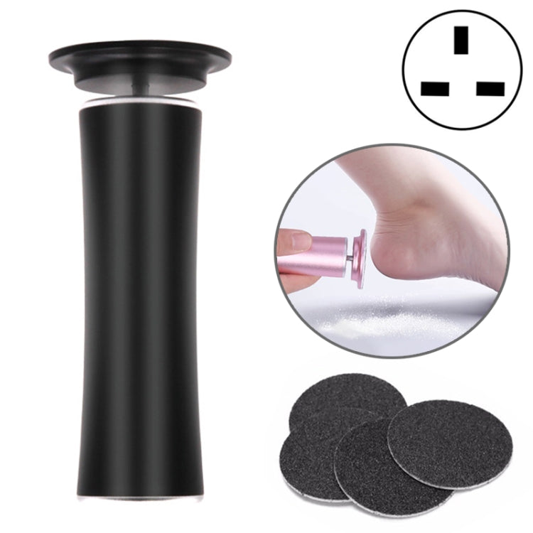 Electric Foot File Speed Adjustable Sandpaper Discs Callus Remover Pedicure Fast Remove Feet Hard Cracked Dry Dead Skin Tool, Plug Type:UK plug(Black)