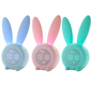 Cute Rabbit Silicone Induction Small Alarm Clock(Pink)