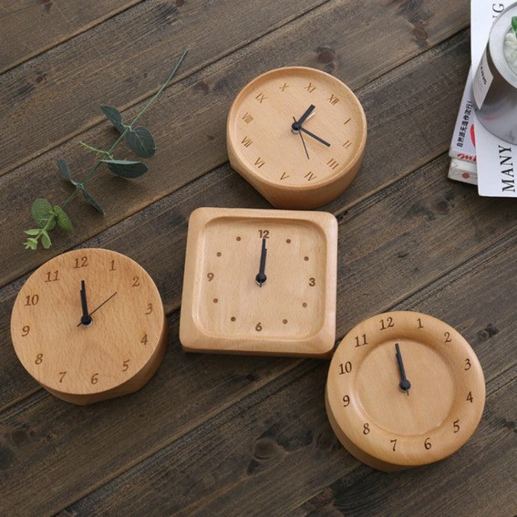 Simple Home Study Solid Wood Decorative Bedside Beech Alarm Clock(Round Figure)