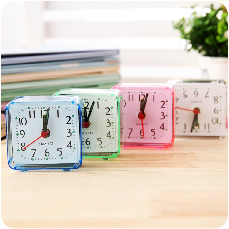 Square Alarm Clock Transparent Case Compact Digital Mini Bedroom Bedside Office Electronic Clock(Pink)