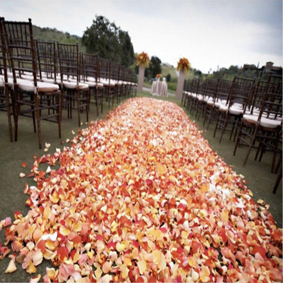 1000pcs / 10 Pack Artificial Wedding Rose Petals Flowers Wedding Decorations(Orange)