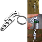 Multi-function Bottle Opener Keychain Outdoor Pocket Tool Pry Bar Hex Key Wrench
