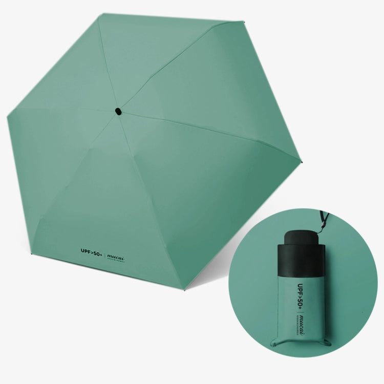 Mini Portable Umbrella Rain Women Windproof Durable 5 Folding Sun Umbrellas(Green)