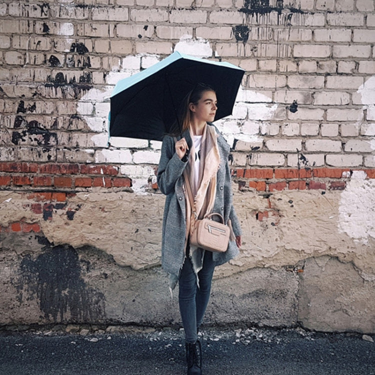 Mini Portable Umbrella Rain Women Windproof Durable 5 Folding Sun Umbrellas(Green)
