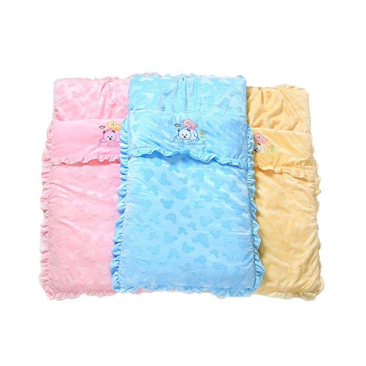 Autumn and Winter Models Thicken Baby Sleeping Bag Cartoon Embroidery Baby Stroller Accessories(Blue)
