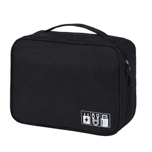 Digital Cable Bag Men Portable Travel Gadgets Pouch Power Cord Charger Headset Organizer(Black)
