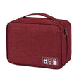 Digital Cable Bag Men Portable Travel Gadgets Pouch Power Cord Charger Headset Organizer(Wine red) - Storage Bags by PMC TechLife | Online Shopping South Africa | PMC TechLife | Buy Now Pay Later Mobicred