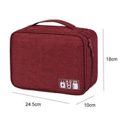 Digital Cable Bag Men Portable Travel Gadgets Pouch Power Cord Charger Headset Organizer(Wine red)