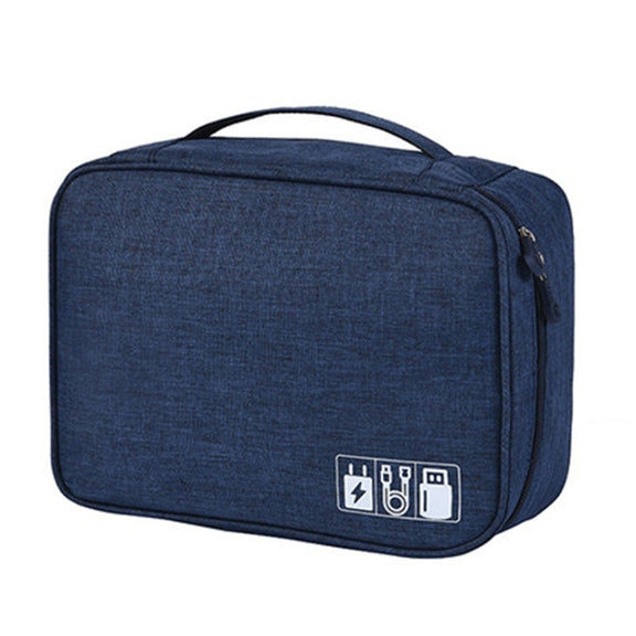 Digital Cable Bag Men Portable Travel Gadgets Pouch Power Cord Charger Headset Organizer(Navy)