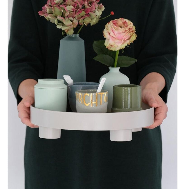 Multifunctional Storage Fruit Tray Cup Perfume Debris Desktop Decoration Plate Tray(Gray)