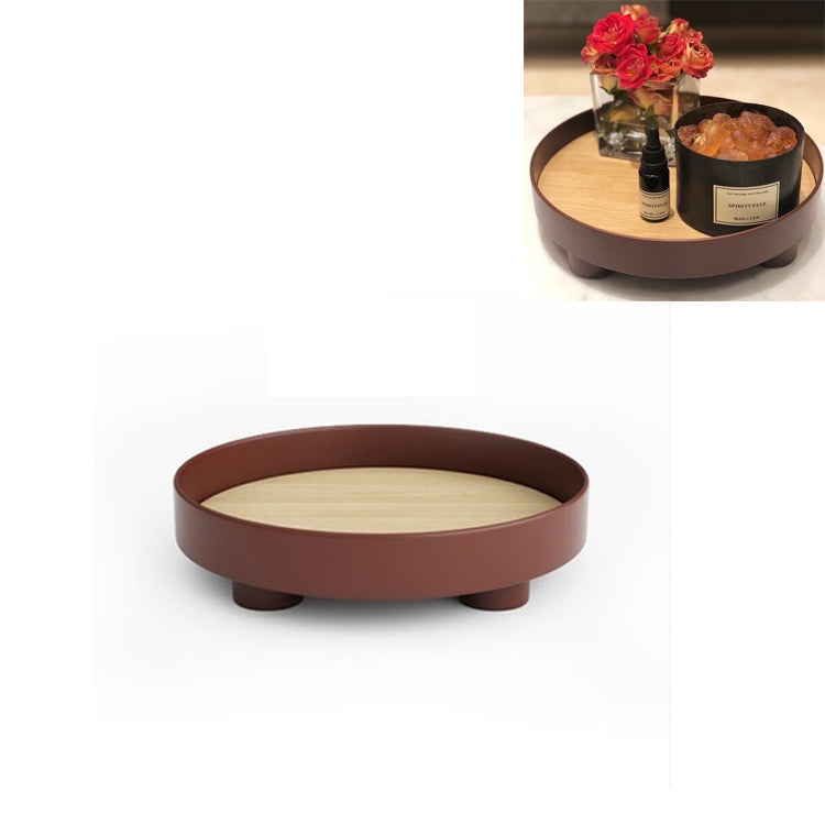 Multifunctional Storage Fruit Tray Cup Perfume Debris Desktop Decoration Plate Tray(Dark Red)