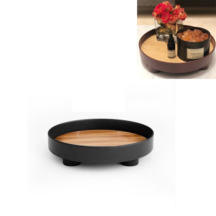 Multifunctional Storage Fruit Tray Cup Perfume Debris Desktop Decoration Plate Tray(Black)