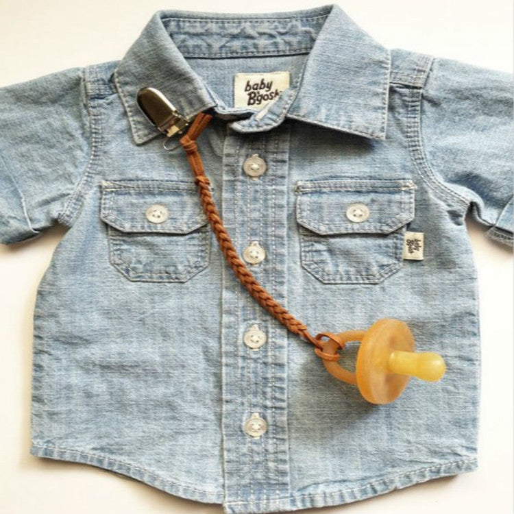 3 PCS Baby Pacifier Chain Leather Woven Anti-off Chain(Brown)