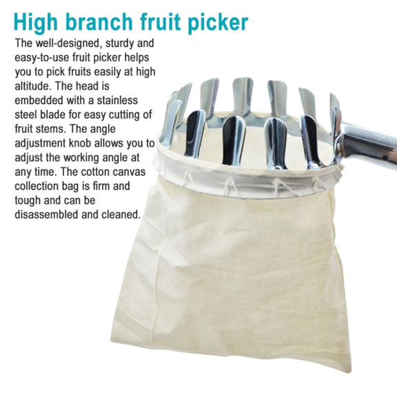 Metal Fruit Picker Convenient Fabric Orchard Gardening Apple Peach High Tree Picking Tools