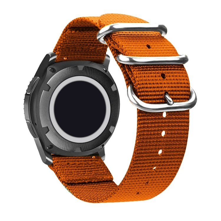 Washable Nylon Canvas Watchband, Band Width:20mm(Orange with Silver Ring Buckle)