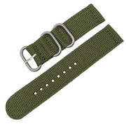 Washable Nylon Canvas Watchband, Band Width:20mm(Army Green with Silver Ring Buckle)