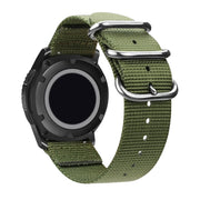 Washable Nylon Canvas Watchband, Band Width:20mm(Army Green with Silver Ring Buckle)