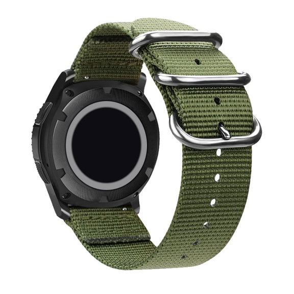 Washable Nylon Canvas Watchband, Band Width:20mm(Army Green with Silver Ring Buckle)