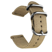 Washable Nylon Canvas Watchband, Band Width:22mm(Khaki with Silver Ring Buckle)