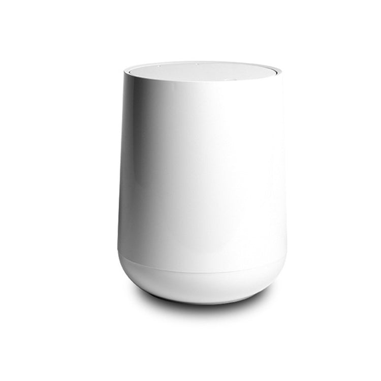 Household Plastic Push-type Spring-Cover Garbage Storage Bucket(White)