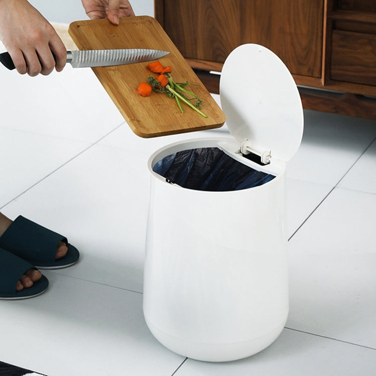Household Plastic Push-type Spring-Cover Garbage Storage Bucket(White)