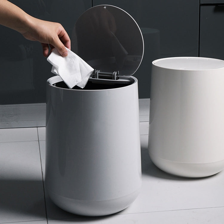 Household Plastic Push-type Spring-Cover Garbage Storage Bucket(White)