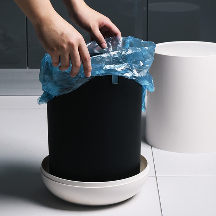 Household Plastic Push-type Spring-Cover Garbage Storage Bucket(White)