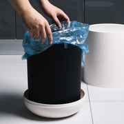 Household Plastic Push-type Spring-Cover Garbage Storage Bucket(White)