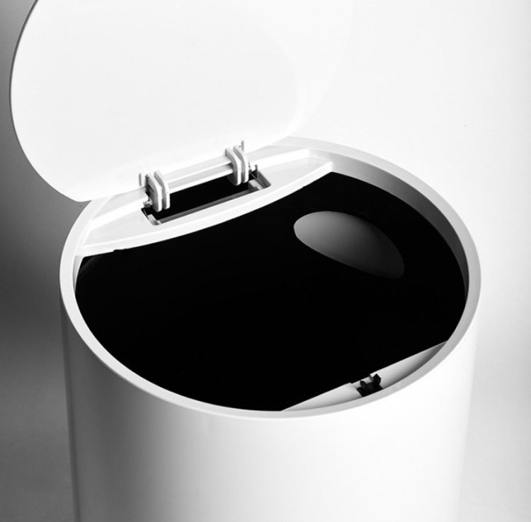 Household Plastic Push-type Spring-Cover Garbage Storage Bucket(White)