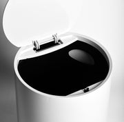 Household Plastic Push-type Spring-Cover Garbage Storage Bucket(White)