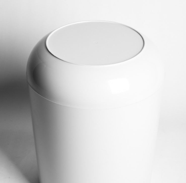 Household Plastic Push-type Spring-Cover Garbage Storage Bucket(White)