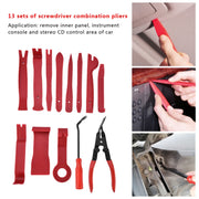13 PCS Car Audio Disassembly Modification Tool Interior Door Panel Disassembly Screwdriver Installation Soundproof Repair Tool(Red)