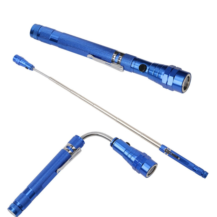 2 PCS 1W Flexible Magnet Camping Fishing Telescopic 360 Degrees Head Flashlight Outdoor Torch Magnetic Pick Up Tool Lamp(Blue)