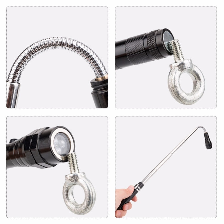 2 PCS 1W Flexible Magnet Camping Fishing Telescopic 360 Degrees Head Flashlight Outdoor Torch Magnetic Pick Up Tool Lamp(Blue)