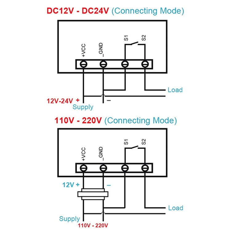 High-precision Microcomputer Intelligent Digital Display Switch Thermostat, Style:12V Power Supply(Red and Blue Display)