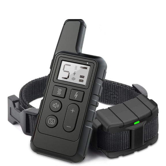 500m Dog Training Bark Stopper Remote Control Electric Shock Water-resistant Electronic Collar(Black)