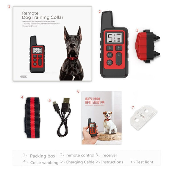 500m Dog Training Bark Stopper Remote Control Electric Shock Water-resistant Electronic Collar(Black)