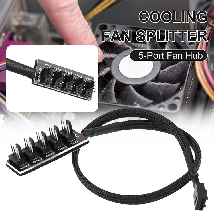 2 PCS Computer Fan PWM Hub Computer Chassis Fan Hub(A Drag Five)
