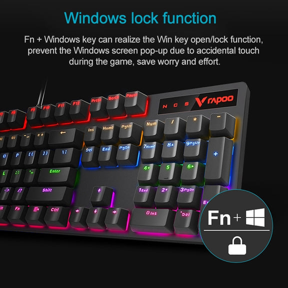 Rapoo V500 PRO Mixed Light 104 Keys Desktop Laptop Computer Game Esports Office Home Typing Wired Mechanical Keyboard(Black Shaft)